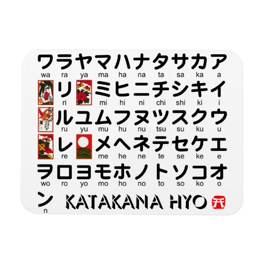 Japanischer Katakana-Tisch (Hanafuda) Magnet (Horizontal)