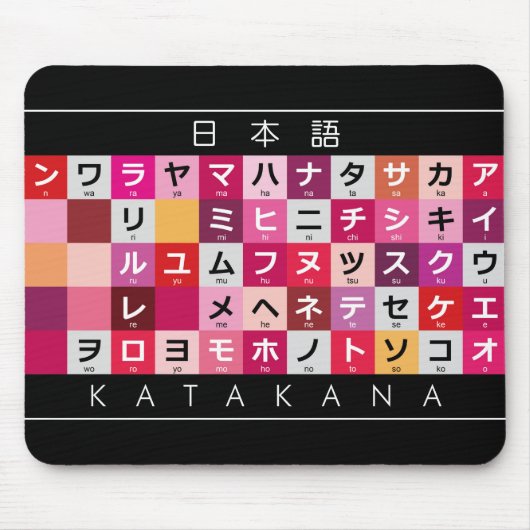 Japanischer Katakana-Tisch Mousepad (Vorne)