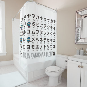 Japanischer Katakana-Tisch (Ninja Boy) Duschvorhang