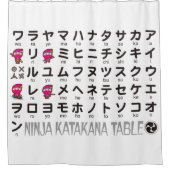Japanischer Katakana-Tisch (Ninja Girl) Duschvorhang (Vorderseite)