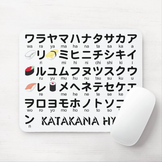 Japanischer Katakana-Tisch (Sushi) Mousepad (Mit Mouse)