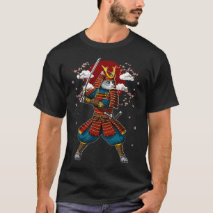 Japanischer Katze Samurai Ninja T-Shirt