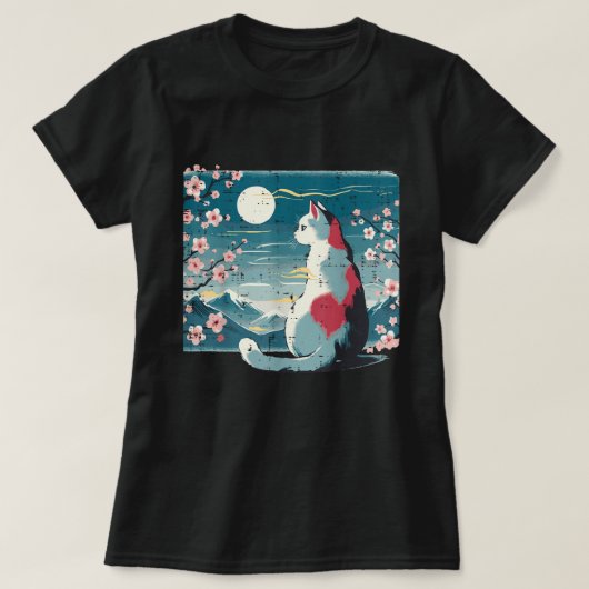 Japanischer Katzenberg Sakura Cherry Blossom T-Shirt (Design vorne)