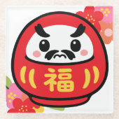 Japanischer Kawaii Daruma Glasuntersetzer (Vorderseite)