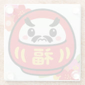 Japanischer Kawaii Daruma Glasuntersetzer (Rückseite)