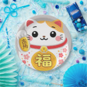 Japanischer Kawaii Daruma Maneki Pappteller (Party)