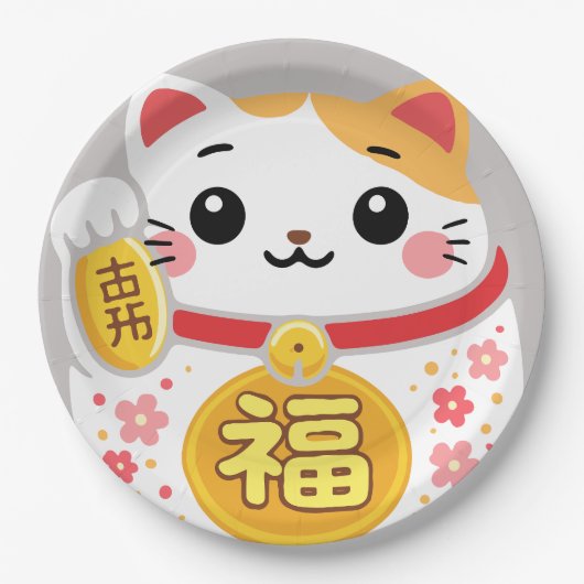 Japanischer Kawaii Daruma Maneki Pappteller (Vorderseite)