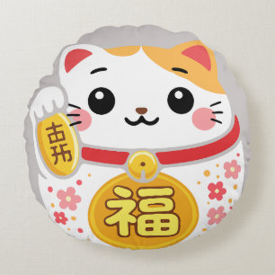 Japanischer Kawaii Daruma Maneki Rundes Kissen