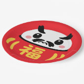 Japanischer Kawaii Daruma Pappteller (Schrägansicht)