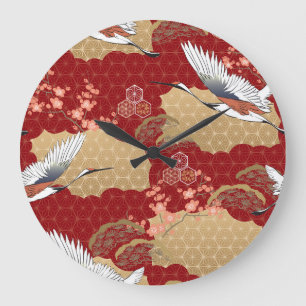 Japanischer Kimono Kirschblüten Große Wanduhr