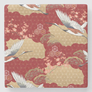 Japanischer Kimono Kirschblüten Steinuntersetzer