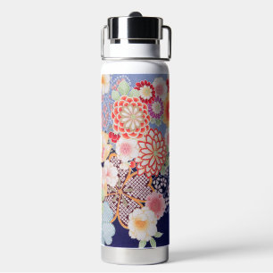 Japanischer KIMONO Stoff, Blume Trinkflasche