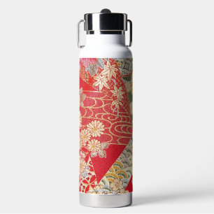 Japanischer KIMONO-Stoff, Blumenmuster Trinkflasche