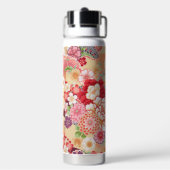 Japanischer KIMONO-Stoff, Floret-Muster Trinkflasche (Hinten)