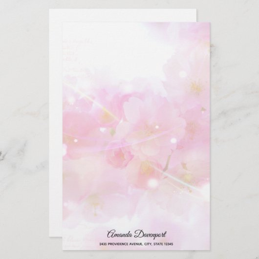 Japanischer Kirschbaum mit pastellrosa Blüten Briefpapier (Vorne/Hinten)