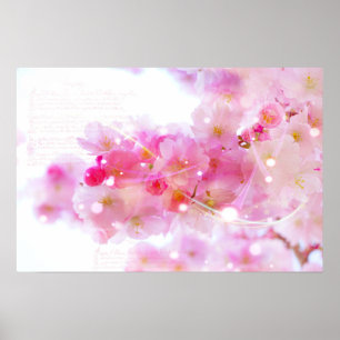 Japanischer Kirschbaum mit pastellrosa Blüten Poster