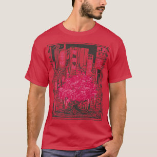 Japanischer Kirschblossom Tree Stadt Sakura Anime  T-Shirt