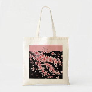 Japanischer Kirschblüten-Schimmer Rosa weiß Tragetasche