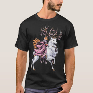 Japanischer Kitsune-Fuchs reitet Kirschblütenhirsc T-Shirt