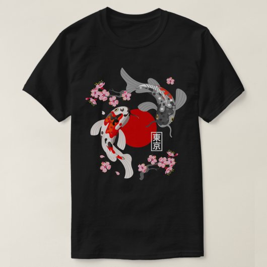 Japanischer Koi Carp Fisch Sakura Nishikigoi Fisch T-Shirt (Design vorne)