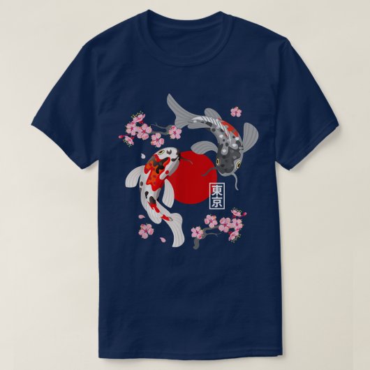 Japanischer Koi Carp Fisch Sakura Nishikigoi Fisch T-Shirt (Design vorne)
