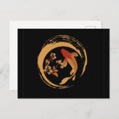 Japanischer Koi Carp mit Sakura Cherry Blossom Postkarte (Vorne/Hinten)