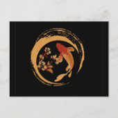 Japanischer Koi Carp mit Sakura Cherry Blossom Postkarte (Vorderseite)