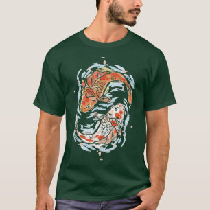 Japanischer Koi Carp Nishikigoi Fischteich Holzblo T-Shirt