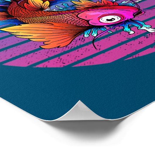 Japanischer Koi Carp Waves Sakura Japanischer Fisc Poster (Ecke)