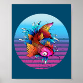 Japanischer Koi Carp Waves Sakura Japanischer Fisc Poster (Vorne)