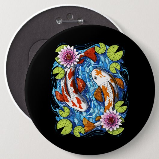 Japanischer Koi Fisch Button (Vorne & Hinten)