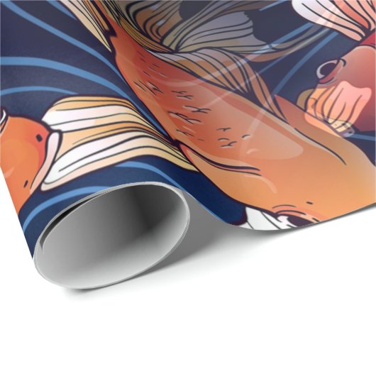 Japanischer Koi-Fisch Geschenkpapier (Rolleneckpunkt)