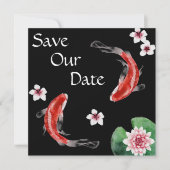 Japanischer Koi Fisch, Kirschblüten Hochzeit Save The Date (Vorderseite)