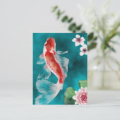 Japanischer Koi Fisch, Kirschblüten Japan Postkarte (Stehend Vorderseite)