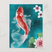 Japanischer Koi Fisch, Kirschblüten Japan Postkarte (Vorderseite)