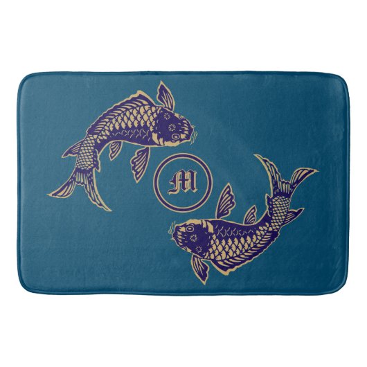 Japanischer Koi-Fisch-Monogramm Badematte (Vorderseite)
