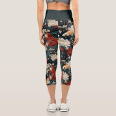 Japanischer Koi Fisch Nahtloses Muster Capri Leggings (Rückseite)