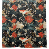 Japanischer Koi Fisch Nahtloses Muster Duschvorhang (Vorderseite)