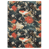 Japanischer Koi Fisch Nahtloses Muster Klemmbrett (Rückseite)