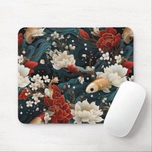 Japanischer Koi Fisch Nahtloses Muster Mousepad