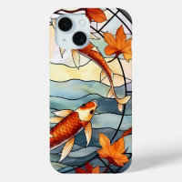 Japanischer Koi Fisch und Herbstleaves