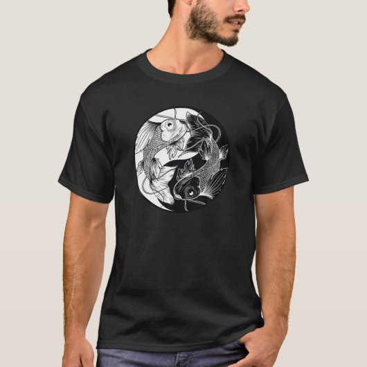 Japanischer Koi Fisch Yin Yang Fischerei T-Shirt (Vorderseite)