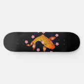 Japanischer Koi Fischkrebs Blüten Skateboard Deck (Horizontal)