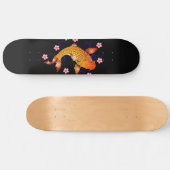 Japanischer Koi Fischkrebs Blüten Skateboard Deck (Horizontal)