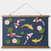 Japanischer Koi Fish Pond 2 Wandteppich Mit Holzrahmen (Vorne)