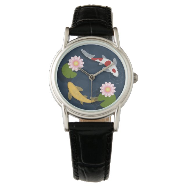 Japanischer Koi Fish Pond Armbanduhr (Vorderseite)