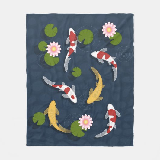 Japanischer Koi Fish Pond Fleecedecke (Vorderseite)