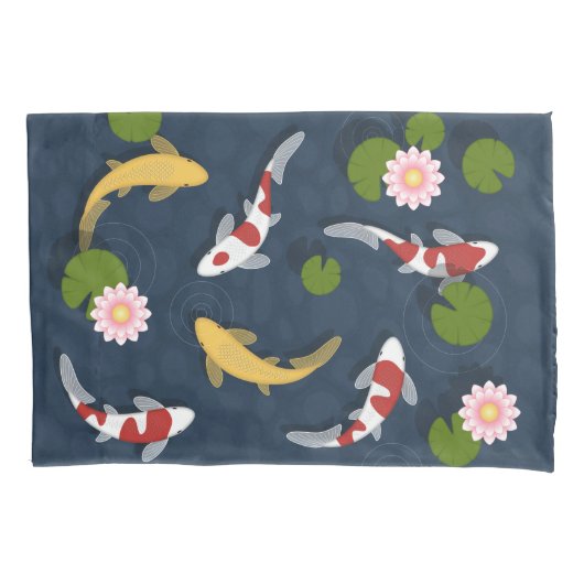 Japanischer Koi Fish Pond Pillow Case Kissenbezug (Vorderseite)