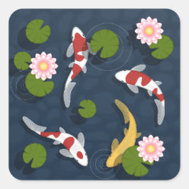 Japanischer Koi Fish Pond Quadratischer Aufkleber