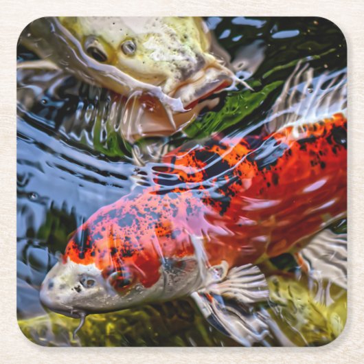 Japanischer Koi Fish Pond Rechteckiger Pappuntersetzer (Vorderseite)